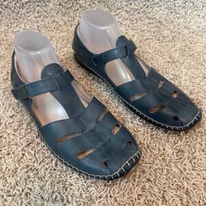 Pikolinos Cadaques Leather Semi Open Sandals Ocean Blue Women EU42 US11